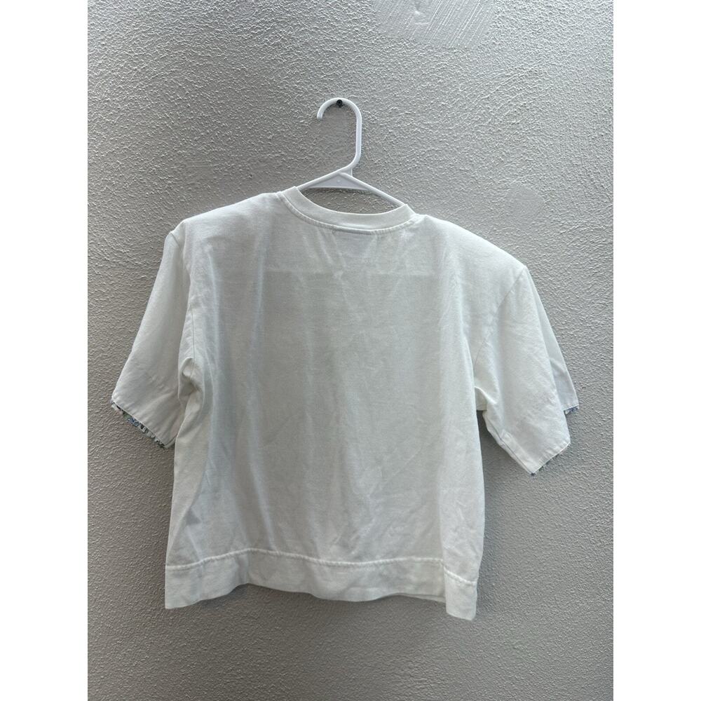 Paquette Womens Top Size Petite Small White Floral Pocket Short Sleeve USA VTG - Picture 8 of 12